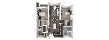 Two Bedroom Two Bath Floorplan  at Altura, California, 92130