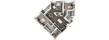 One Bedroom Two Bath plus Den Floorplan  at Altura, San Diego, 92130