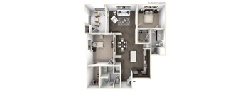 Two Bedroom Two Bath Floorplan  at Altura, San Diego, California