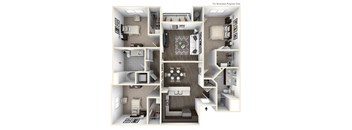 Three Bedroom Two Bath Floorplan  at Altura, San Diego