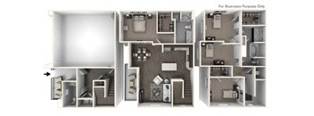 Three Bedroom Three and a Half Bath Floorplan  at Altura, California