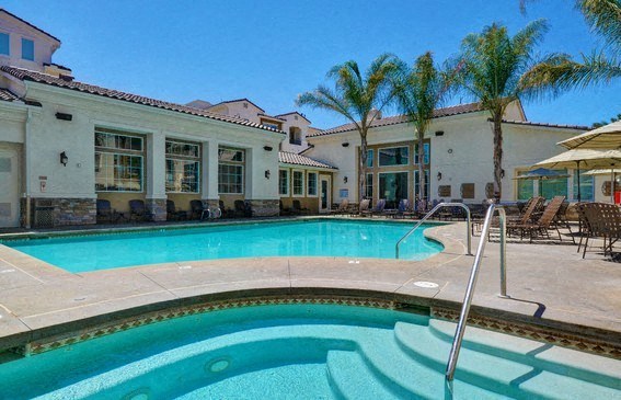 Shimmering Heated Pool with Cabanas at Rosina Vista in Chula Vista, CA