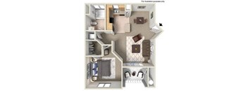 724 sq.ft. A Floor Plan, at Missions at Sunbow Apartments, 5540 Ocean Gate Lane