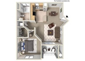 Floorplan Photos Gallery 724 sq.ft. A Floor Plan, at Missions at Sunbow Apartments, 5540 Ocean Gate Lane