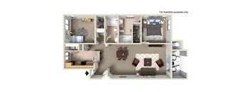 1114 sq.ft. B Floor Plan, at Missions at Sunbow Apartments, 5540 Ocean Gate Lane, CA