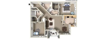 1172 sq.ft. F Floor Plan, at Missions at Sunbow Apartments, 5540 Ocean Gate Lane