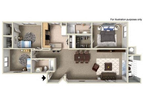 1327 sq.ft. G Floor Plan, at Missions at Sunbow Apartments, Chula Vista, CA