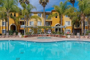 Swimming Pool With Sparkling Water Swimming Pool With Sparkling Water at Missions at Sunbow Apartments, Chula Vista, California