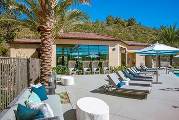 Resort style pool with lounge at Ocean Air, San Diego