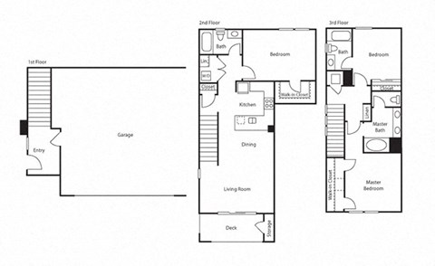 3 Bed 3 Bath Floor Plan at Ocean Air, San Diego, CA