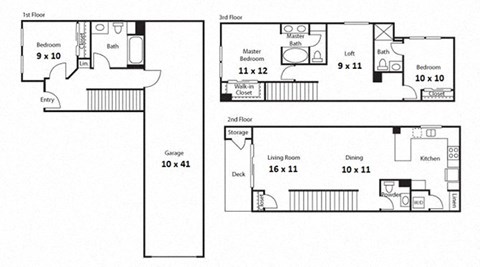 3 Bedroom Floor Plan at Ocean Air, San Diego