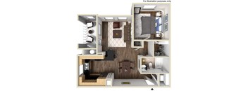 732 sq.ft. 40a - 1x1 Floor Plan, at Tavera, CA, 91913