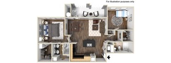 1021 sq.ft. 40b - 2x2 Floor Plan, at Tavera, 1465 Santa Victoria Rd, CA