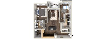 1233 sq.ft. 40c1 - 2x2 Floor Plan, at Tavera, 1465 Santa Victoria Rd