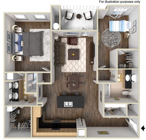 1233 sq.ft. 40c1 - 2x2 Floor Plan, at Tavera, 1465 Santa Victoria Rd