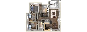 1343 sq.ft. 40d - 3x2 Floor Plan at Tavera, Chula Vista, 91913