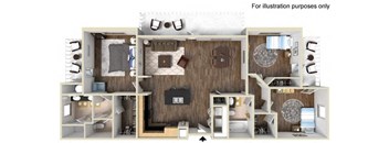 1051 sq.ft. 40e - 3x2 Floor Plan, at Tavera California, 91913
