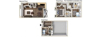 1600 sq.ft. TH - 3x3.5 Floor Plan, at Tavera, Chula Vista, California