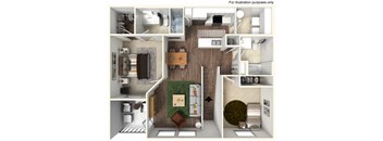 2 Bedroom, 2 Bathroom Floorplan at Avino in San Diego, CA 92130