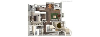 2 Bedroom, 2 Bathroom Floorplan at Avino in San Diego, CA 92130