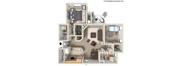D- Brandriff 1,098 SF Floor Plan, at Casoleil, San Diego, California