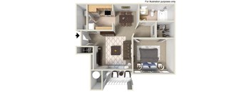 A- Bartlett 656 SF Floor Plan, at Casoleil, San Diego, CA