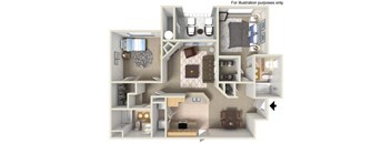 C- Mannheim 1,040 SF Floor Plan, at Casoleil, San Diego, 92154