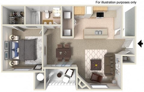 B- Francisco 809 SF Floor Plan, at Casoleil, San Diego, 92154