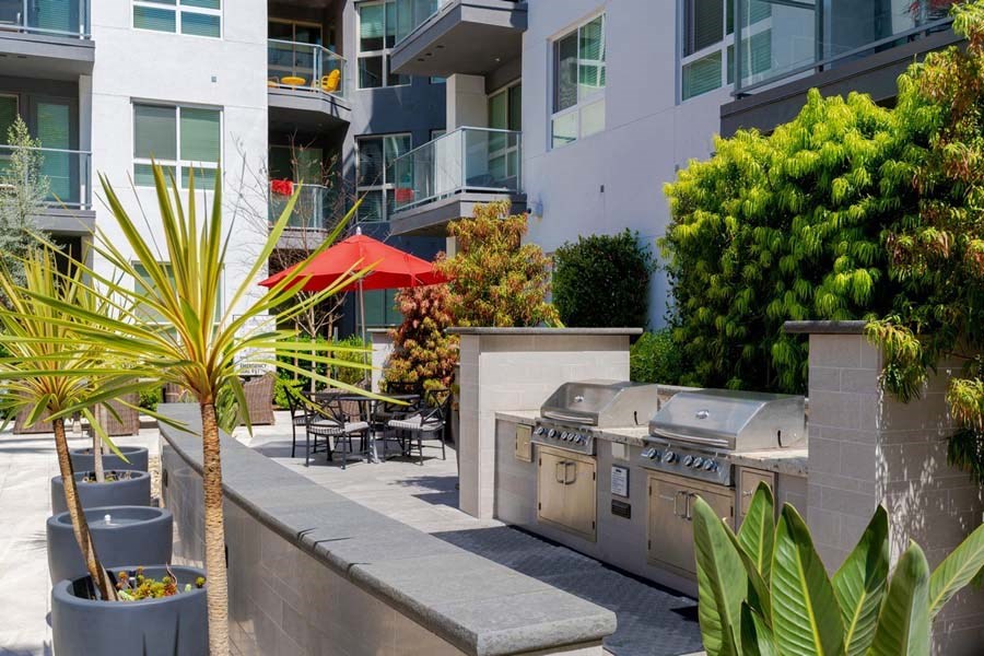 outdoor lounge at Vora Mission Valley, San Diego, CA, 92120