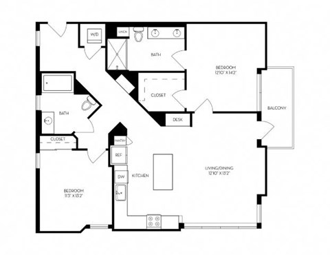 A black and white image of a house floor plan.