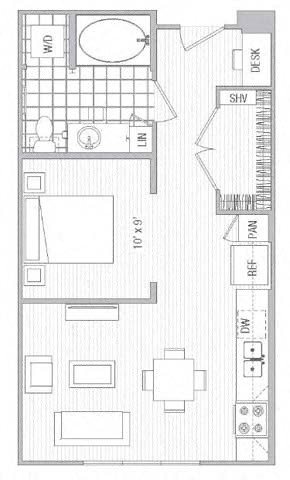 A Floor Plan at Vora Mission Valley, San Diego, CA