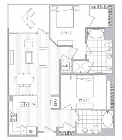 J Floor Plan at Vora Mission Valley, San Diego, CA