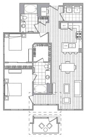 K2 Floor Plan at Vora Mission Valley, San Diego, California