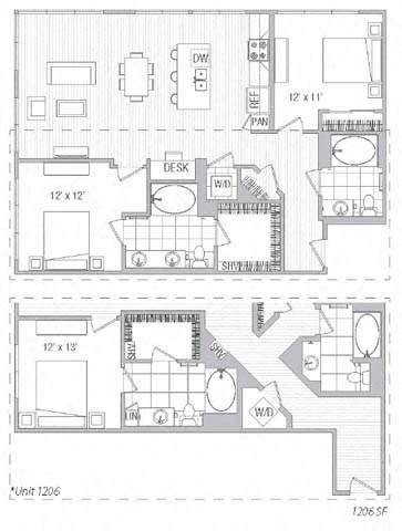 K Floor Plan at Vora Mission Valley, San Diego, 92120