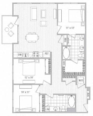 O Floor Plan at Vora Mission Valley, San Diego, CA