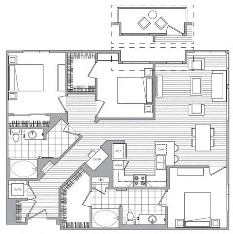 Q Floor Plan at Vora Mission Valley, San Diego, California