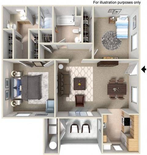 1030 sq.ft. 2 x 2 B Floor plan, at The Landing, 455 Dennery Rd, CA