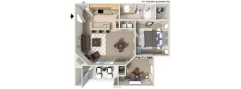 3d floorplan at Legacy Apartment Homes, San Diego, CA, 92126