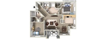 3d floorplan at Legacy Apartment Homes, California