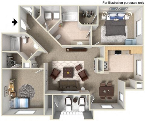 3d floorplan at Legacy Apartment Homes, California