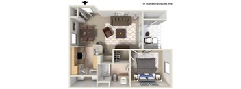 3d floorplan at Legacy Apartment Homes, San Diego, California