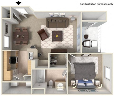3d floorplan at Legacy Apartment Homes, San Diego, California