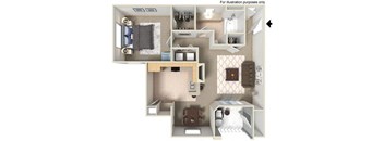 3d floorplan at Legacy Apartment Homes, San Diego, CA, 92126