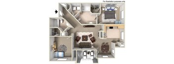 3d floorplan at Legacy Apartment Homes, San Diego, California