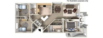 3d floorplan at Legacy Apartment Homes, California, 92126