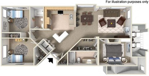 3d floorplan at Legacy Apartment Homes, California, 92126