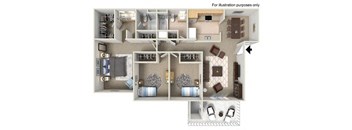 3x2 Floorplan at Bella Terra, Vista, CA, 92081