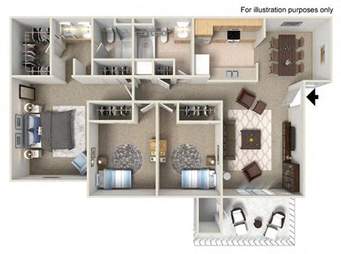 3x2 Floorplan at Bella Terra, Vista, CA, 92081