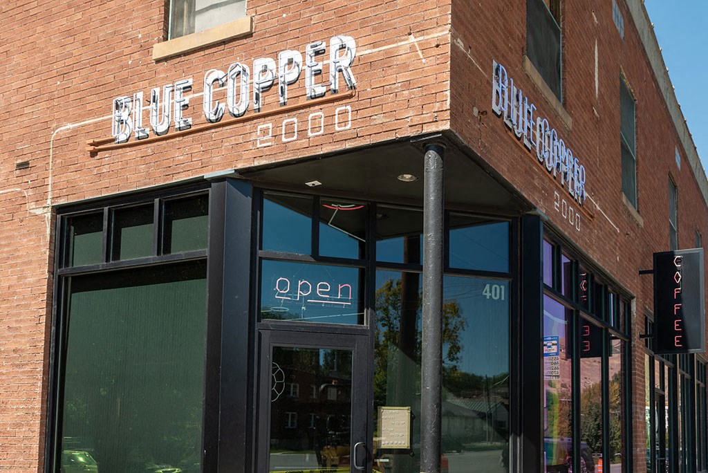 blue copper entrance at Harvest, Salt Lake City, Utah
