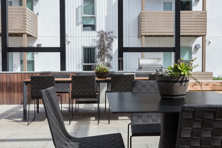 Outdoor grills and seating area